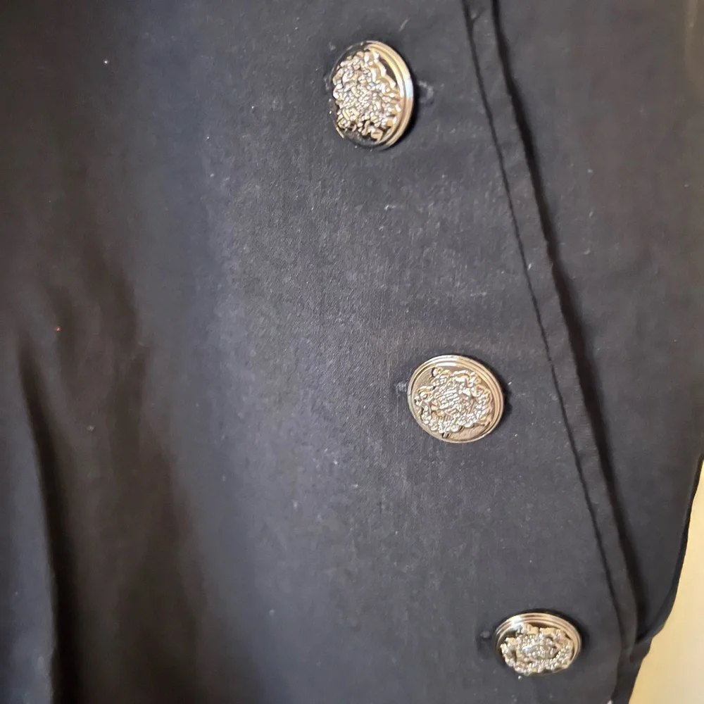 dressbarn Women's Black Skinny Pants with Silver Button Details - Picture 2 of 5